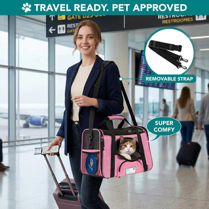 Airline Approved Pet Carrier, Sherpa Bed, Mesh Vent