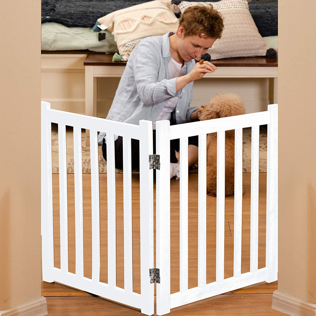 Solid Wood Freestanding Pet Gate