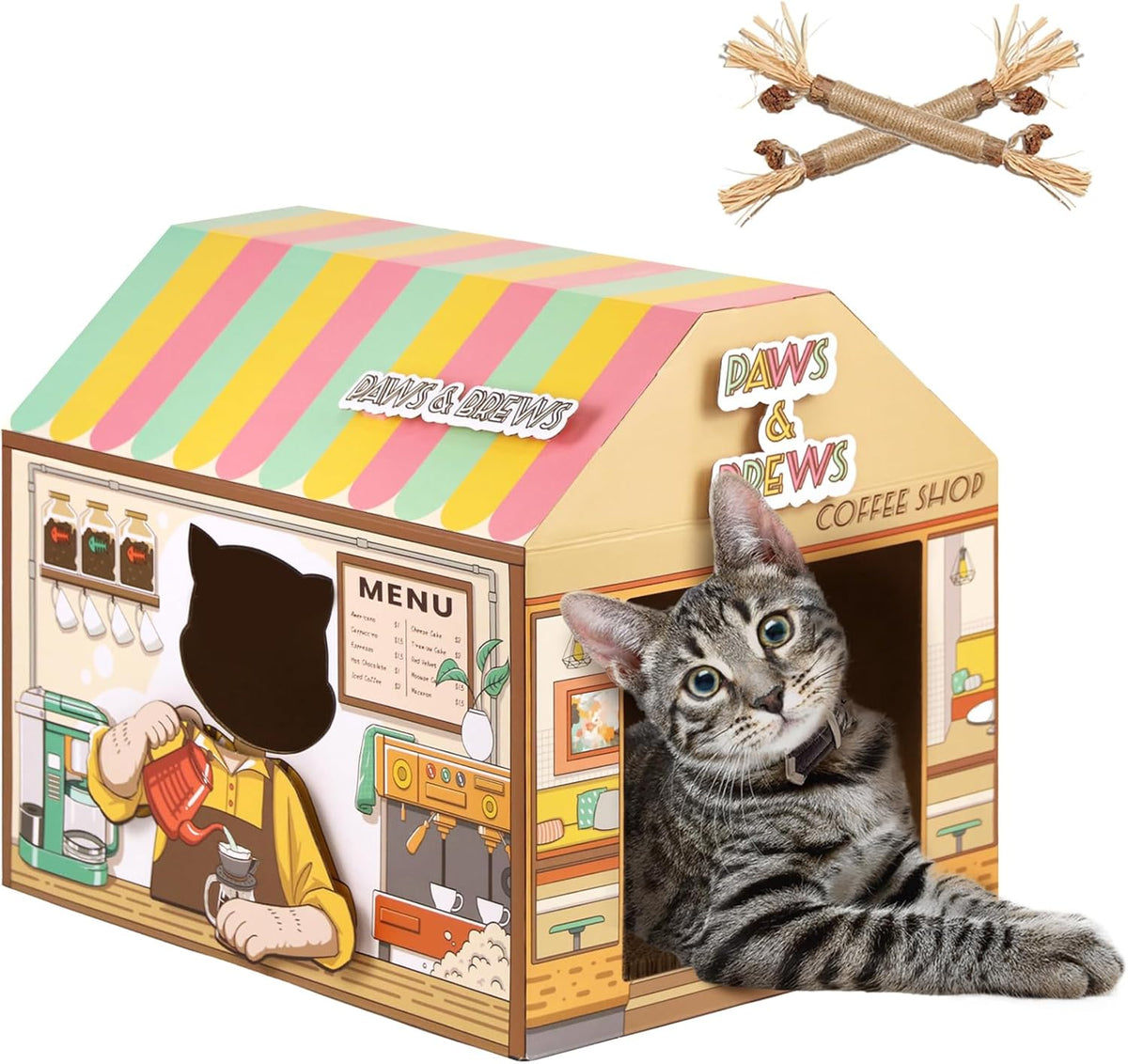 Cardboard Cat House "Burger Shop"