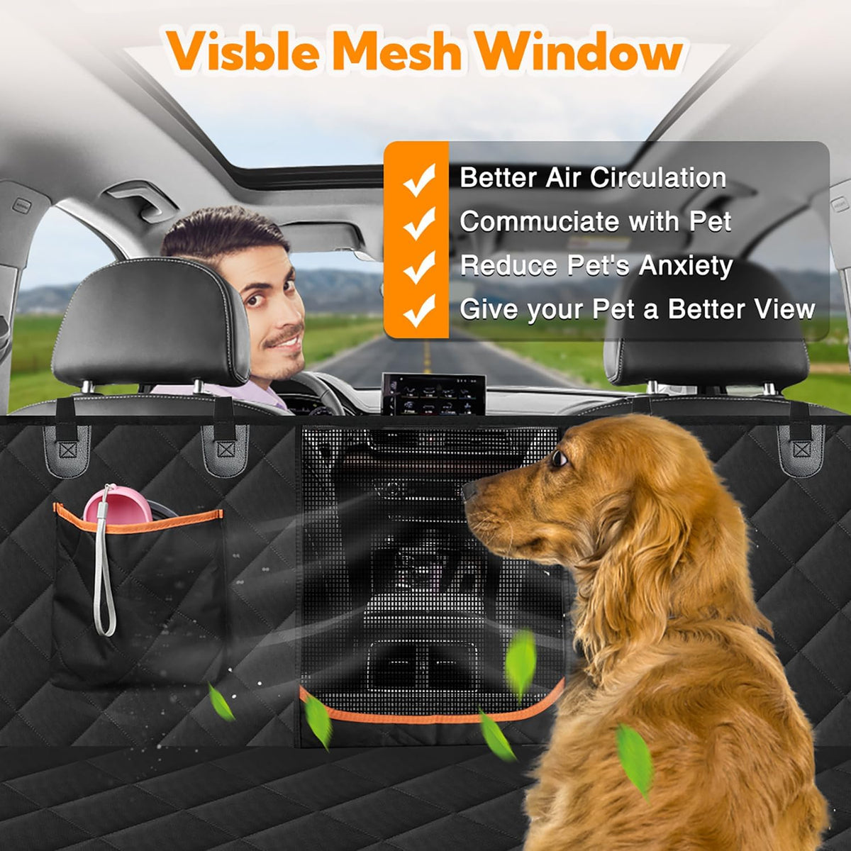 Dog Car Seat Cover for Back Seat, Heavy Duty Waterproof Hammock