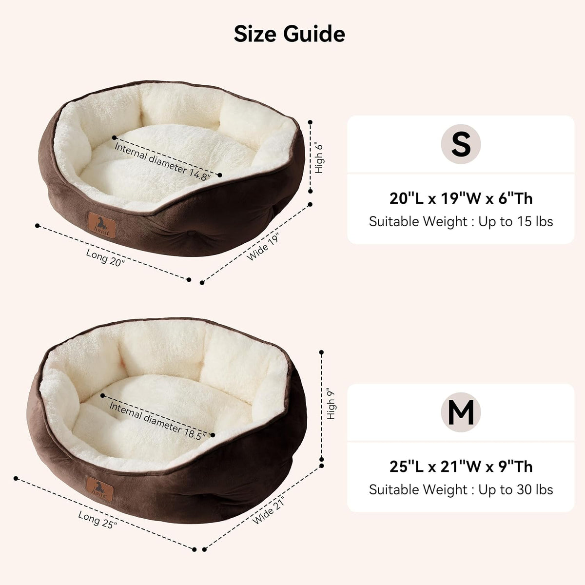 Small Dog Bed / Cat Bed, Extra Soft & Machine Washable