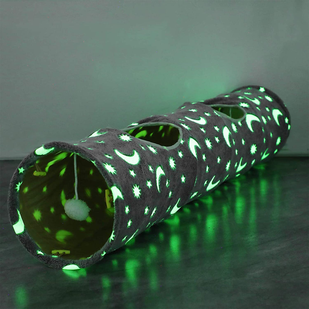 Cat Tunnel Tube W/ Plush Ball Toys, Self-Luminous Collapsible
