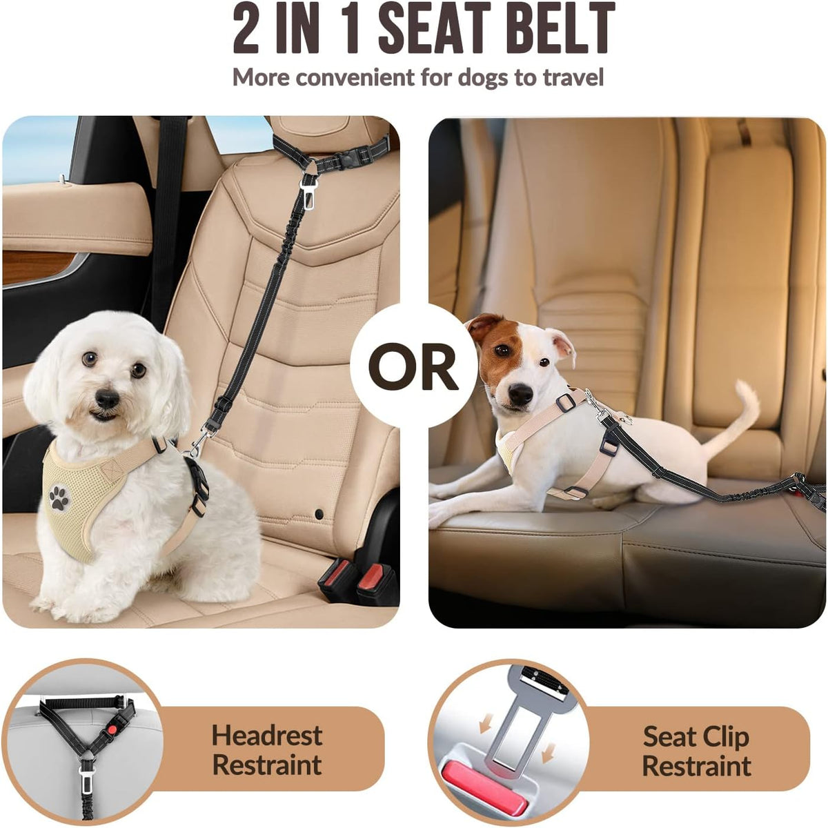 2-Pack Dog Car Seat Belt