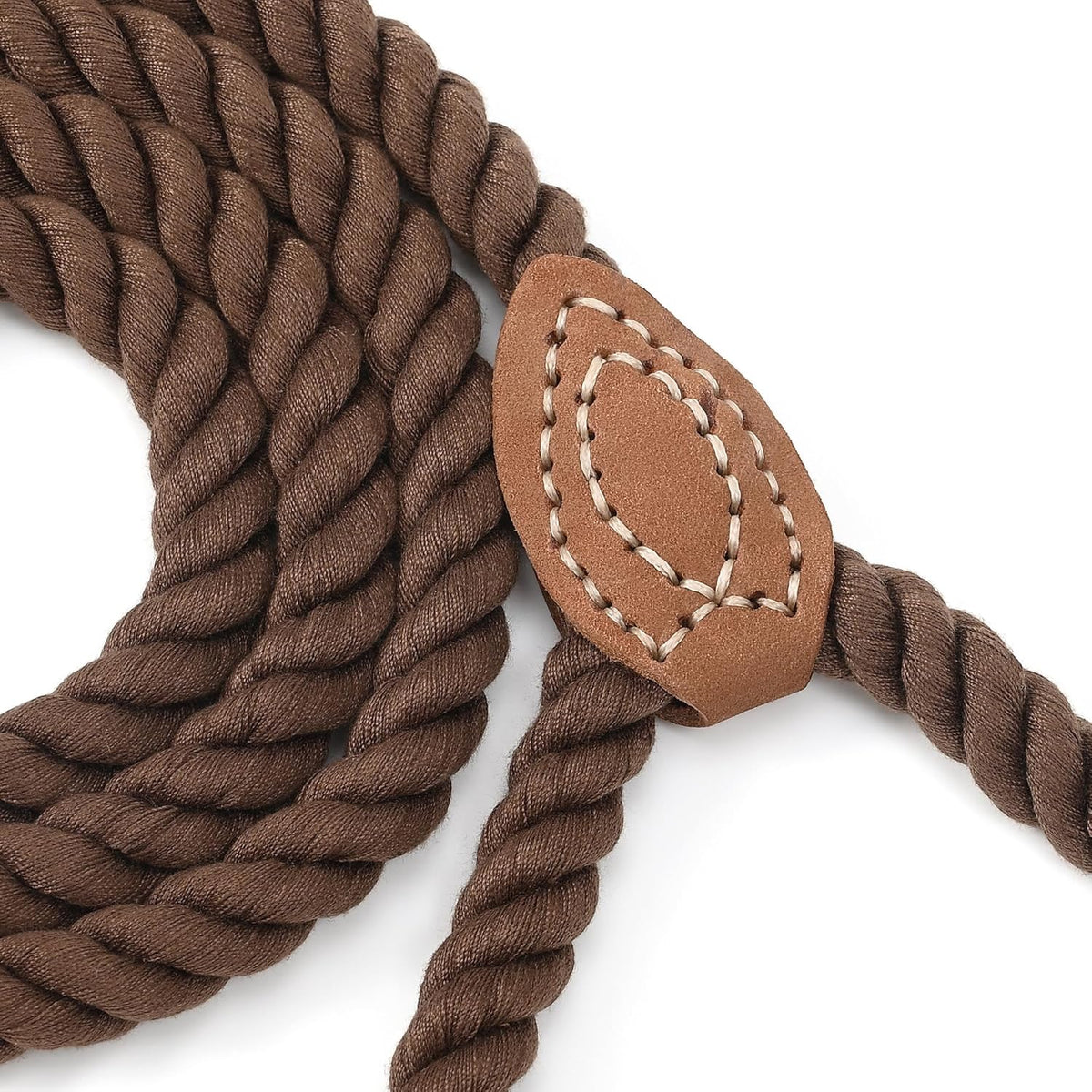 Braided Cotton Rope Dog Leash W/ Leather Tip