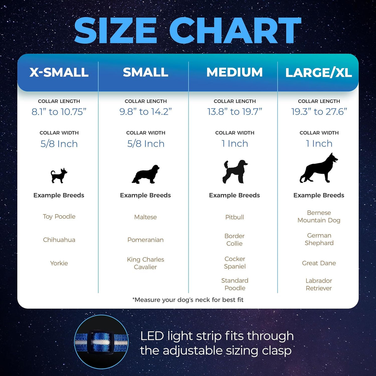 Light up LED Dog Collar, USB Rechargeable Waterproof