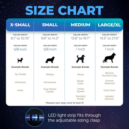 Light up LED Dog Collar, USB Rechargeable Waterproof