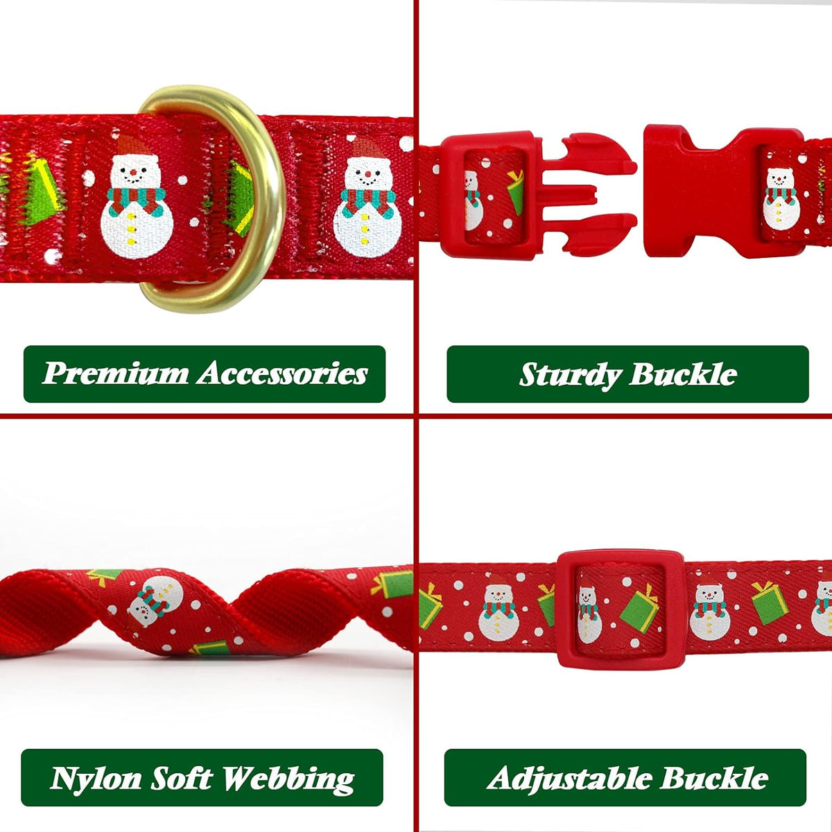 Christmas Dog Collar, Adjustable Xmas Antler Bow Tie