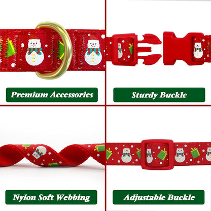 Christmas Dog Collar, Adjustable Xmas Antler Bow Tie