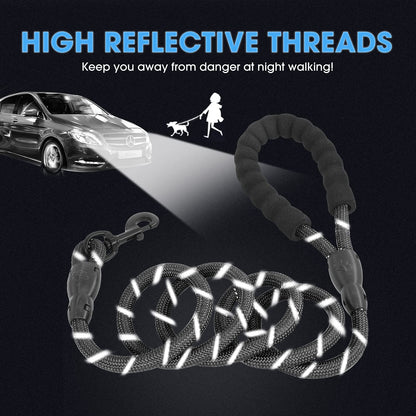 Dog Leash W/ Padded Handle & Reflective Threads