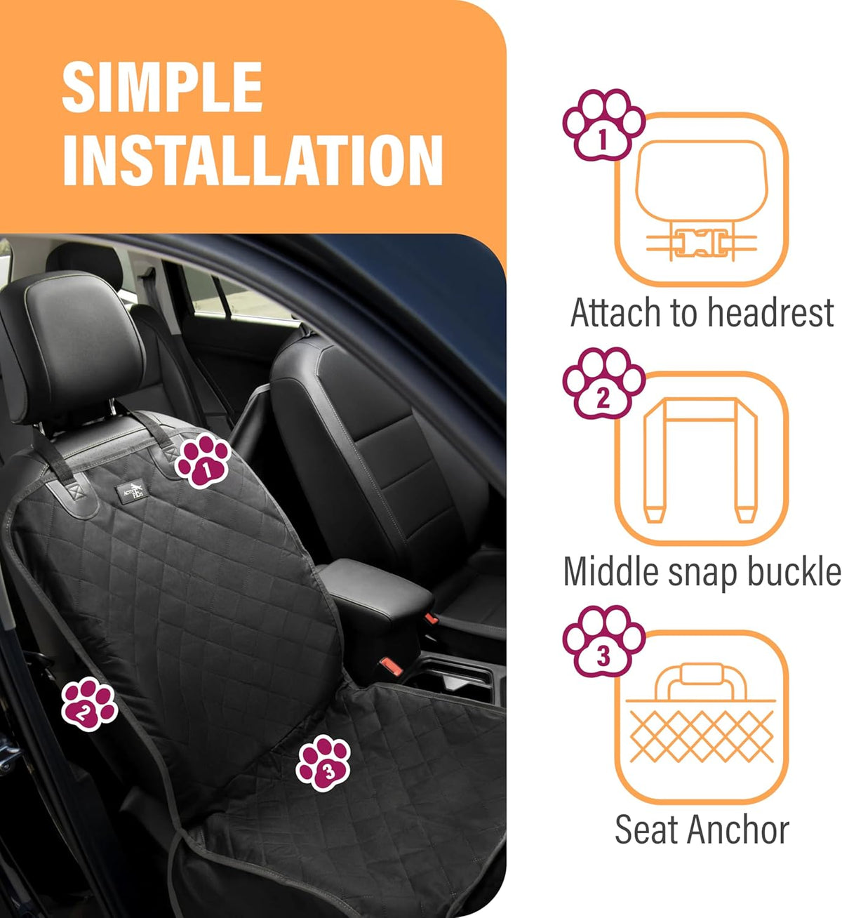 Dog Car Seat Cover, Waterproof Front Seat Protector