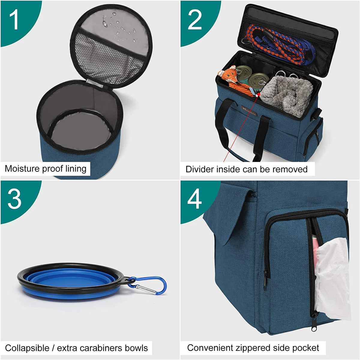 Dog & Cat Travel Bag, Airline Approved Tote W/ Bowls