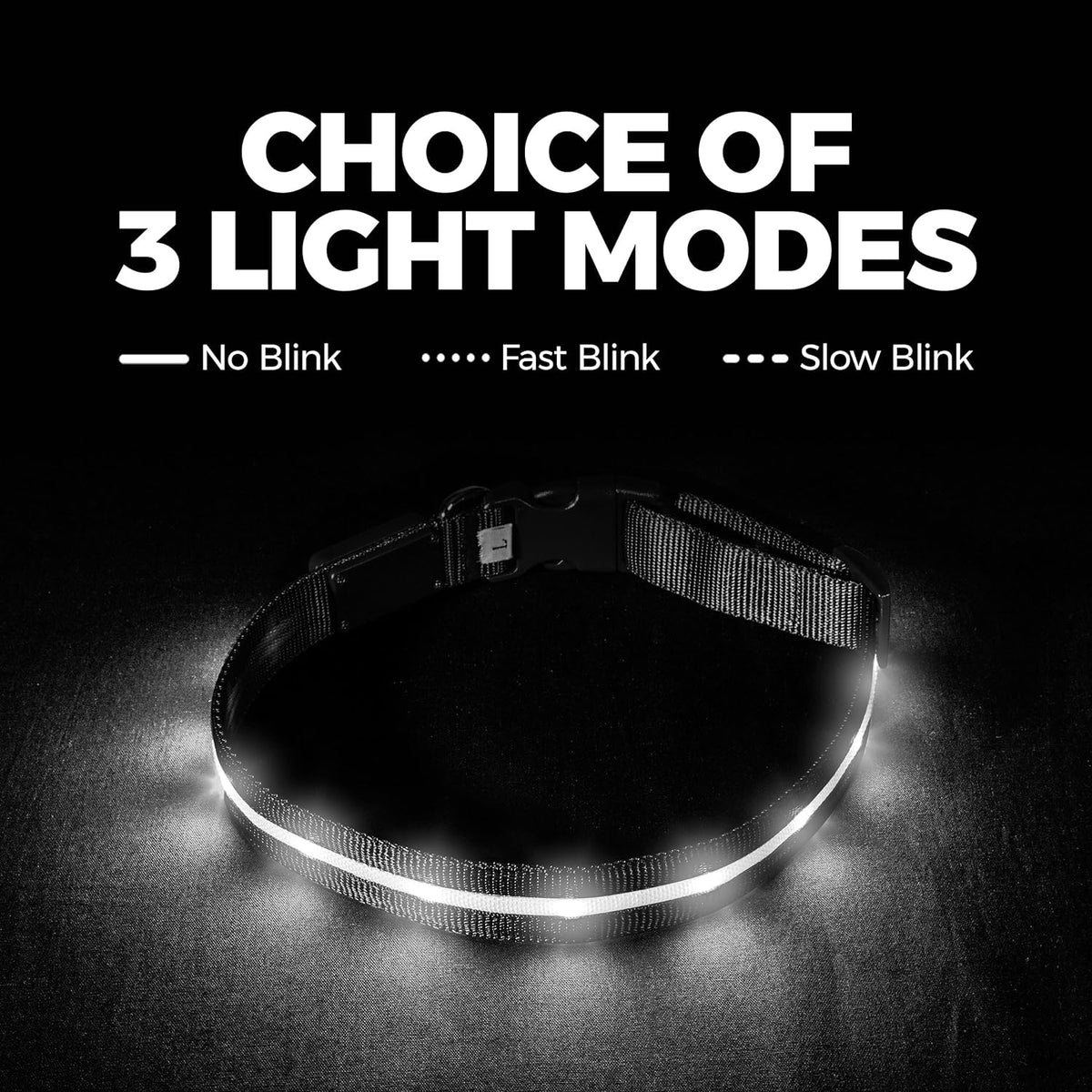Light up LED Dog Collar, USB Rechargeable Waterproof