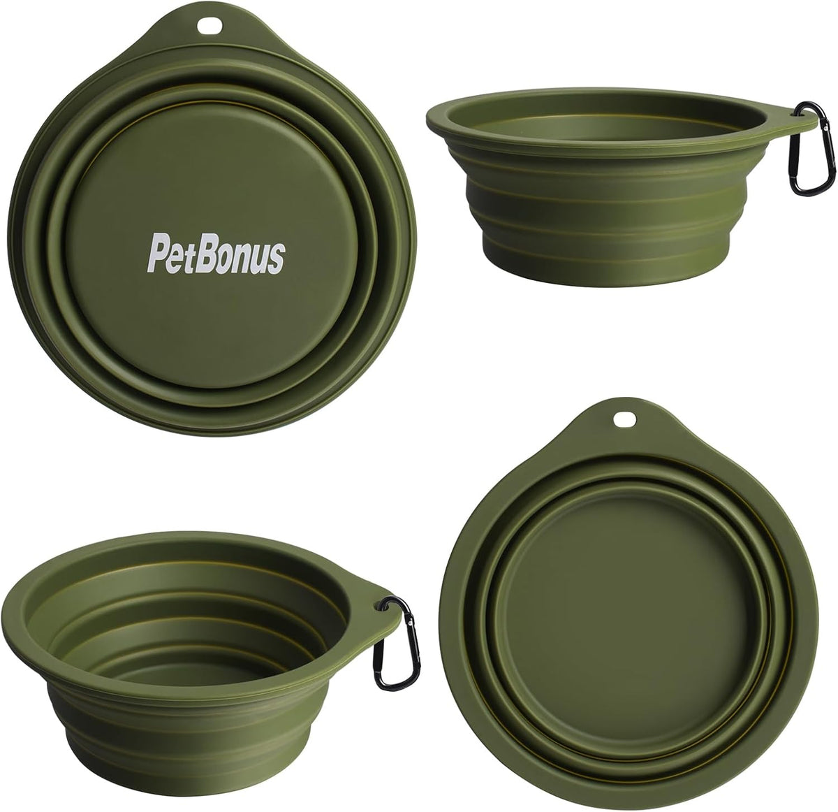 2-Pack Silicone Collapsible Dog Bowls, Portable
