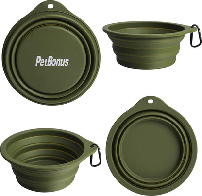 2-Pack Silicone Collapsible Dog Bowls, Portable