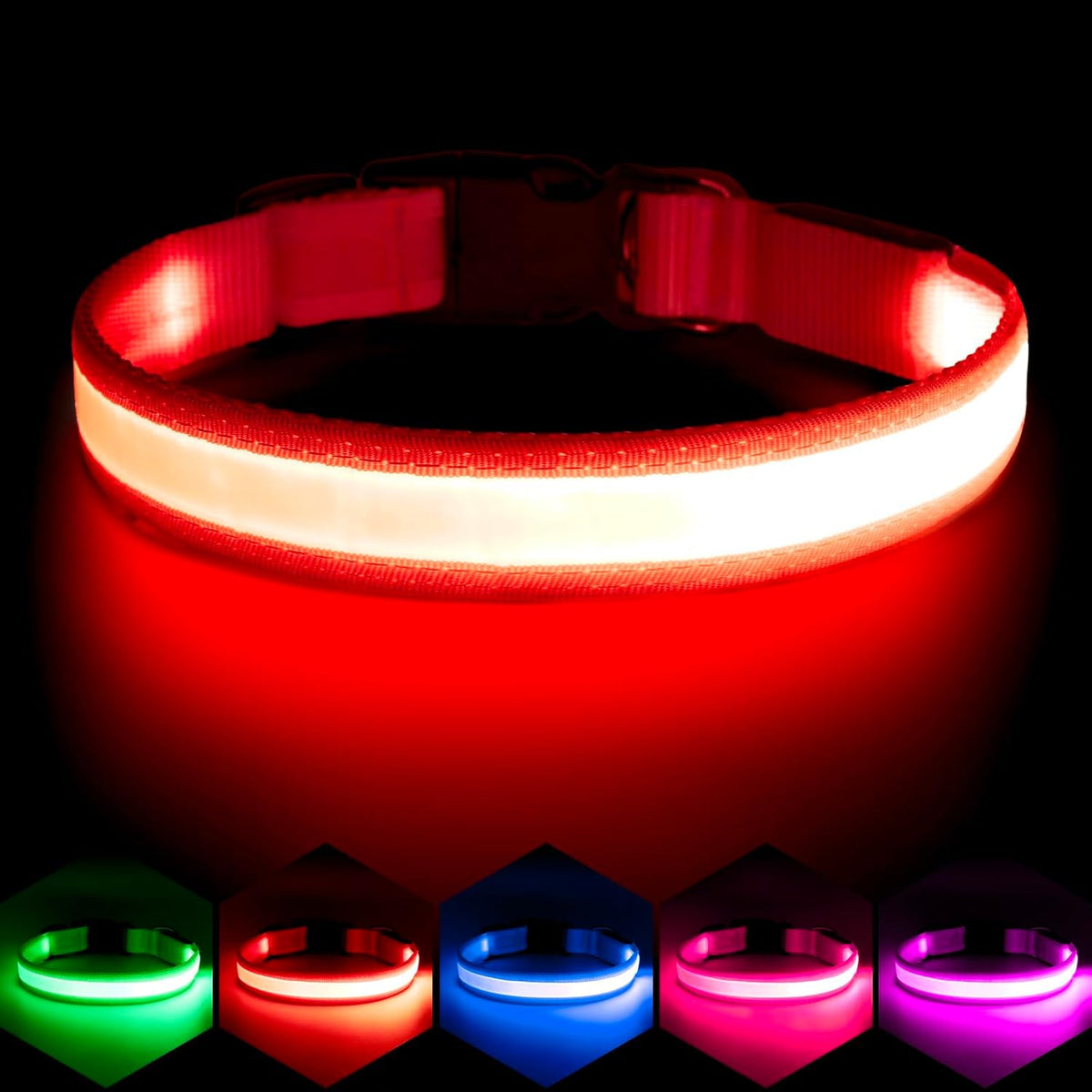 LED Dog Collar, USB Rechargeable Safety Light