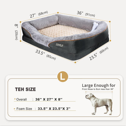 Large Memory Foam Dog Bed, Orthopedic W/ Squeaker Toy
