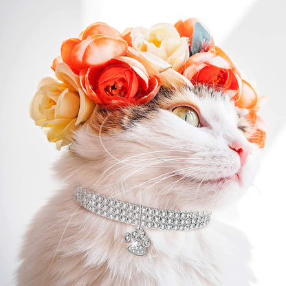 3-Piece Bling Rhinestone Pet Collars, Glitter Adjustable