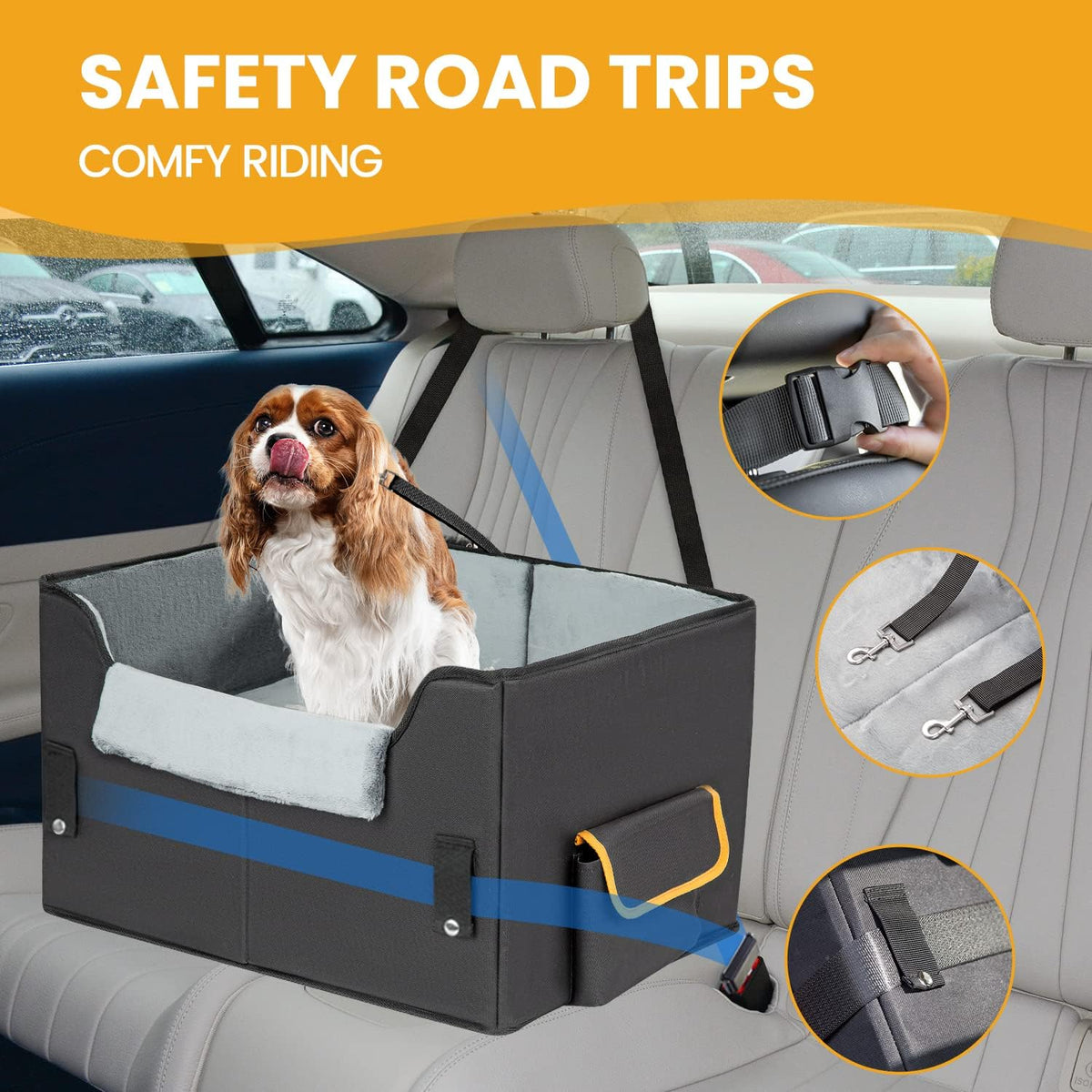 Dog Car Seat for Small Dogs, Elevated Booster Seat Carrier