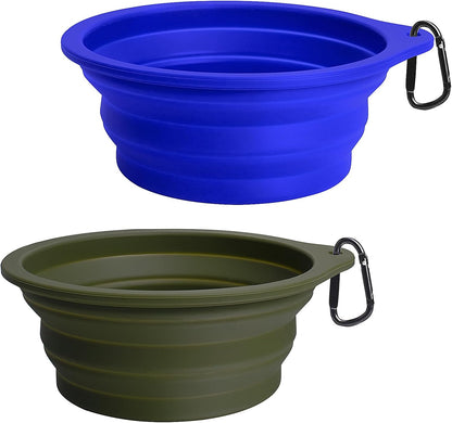 2-Pack Silicone Collapsible Dog Bowls, Portable