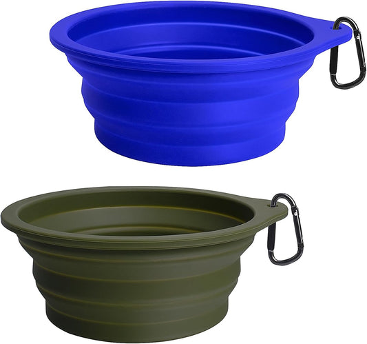 2-Pack Silicone Collapsible Dog Bowls, Portable
