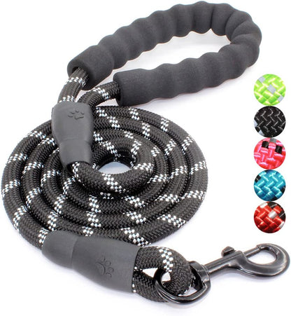 Dog Leash W/ Padded Handle & Reflective Threads