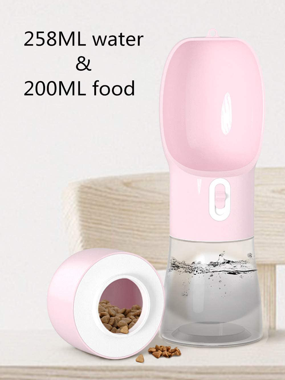 Portable Dog Water Bottle, Leak Proof W/ Bowl & Food Container