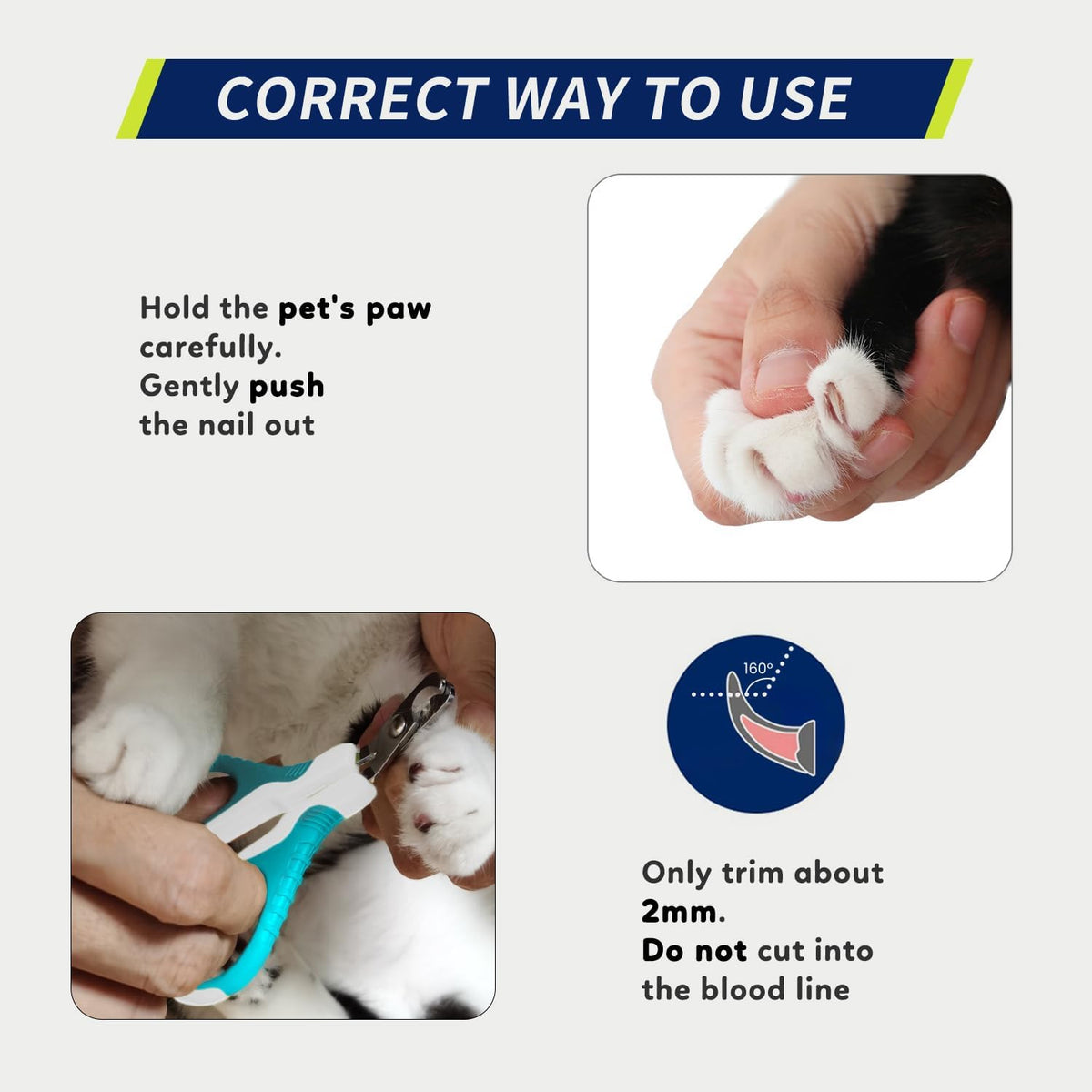 Pet Nail Clippers, Professional Bended Scissor Trimmer