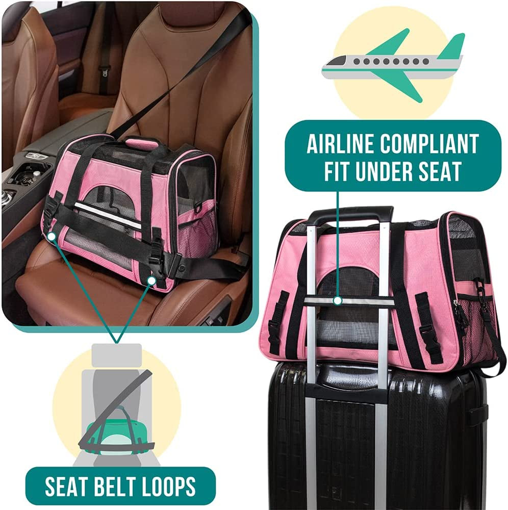 Airline Approved Pet Carrier, Sherpa Bed, Mesh Vent