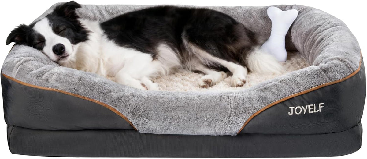 Large Memory Foam Dog Bed, Orthopedic W/ Squeaker Toy