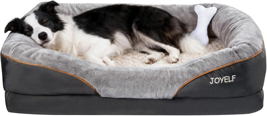 Large Memory Foam Dog Bed, Orthopedic W/ Squeaker Toy