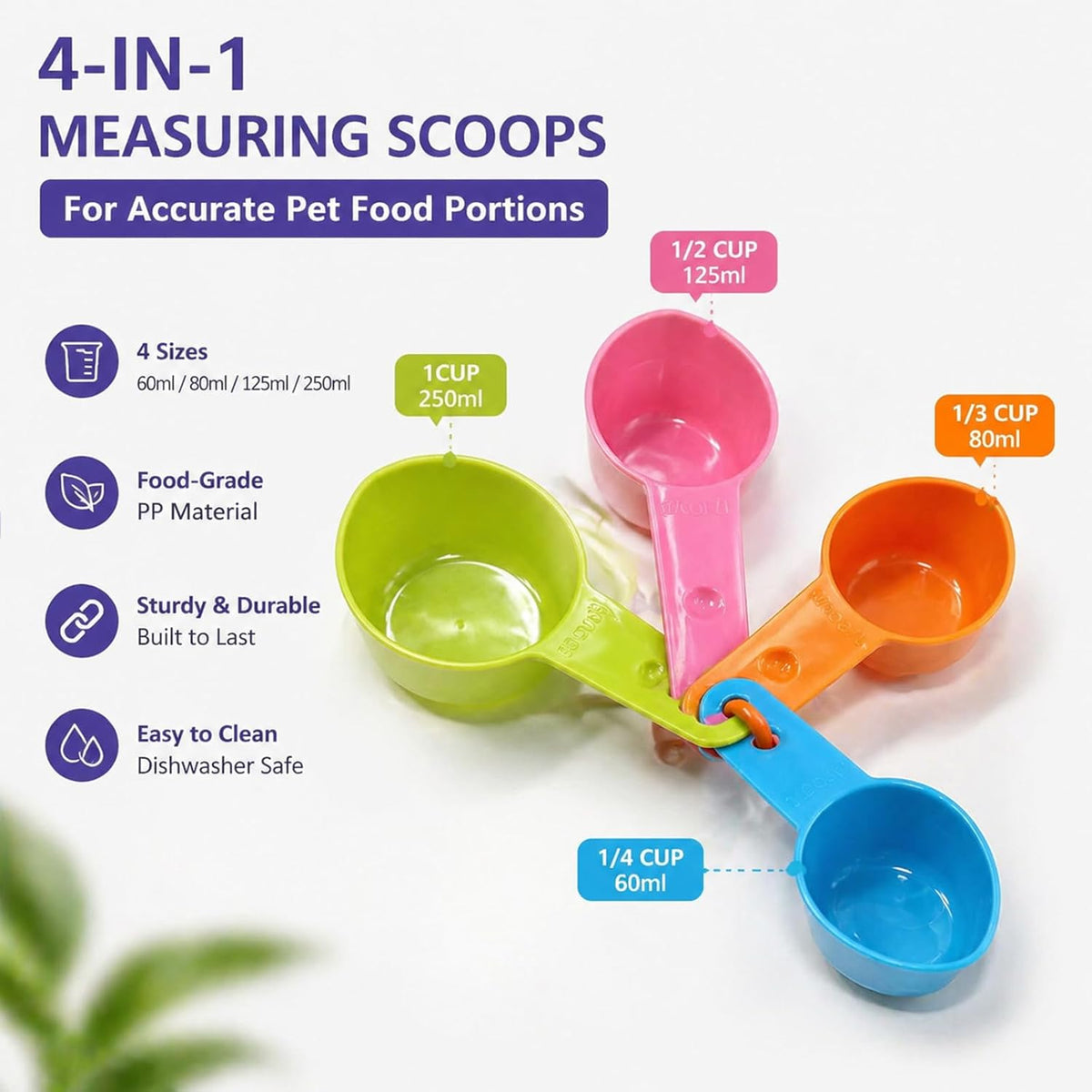 4-Piece Dog Food Scoop Set
