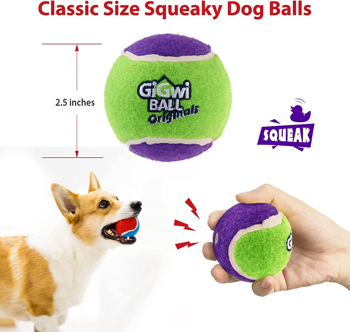 Squeaky Bouncy Tennis Balls (3-Pack)