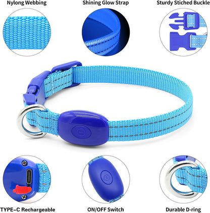 Light up Dog Collar, Reflective LED Rechargeable Puppy Collar