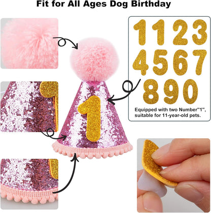 Dog Birthday Party Supplies Set, Bandana Hat Banner Bow Tie