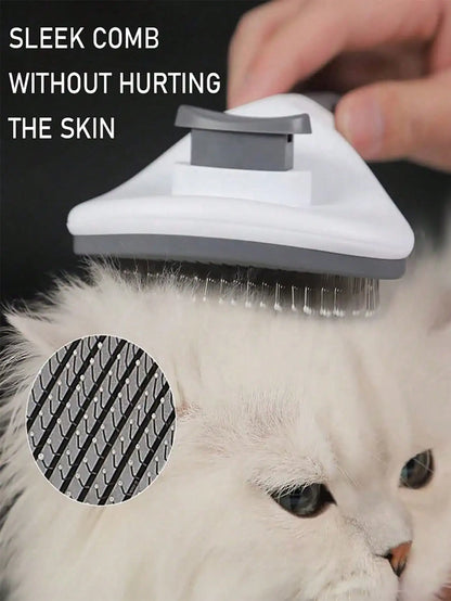1Pc Dog Brush, Cat Brush, Flea Comb, Automatic Cleaning Brush, Pet Grooming Brush, Pet Massage Brush, Shedding Grooming Brush