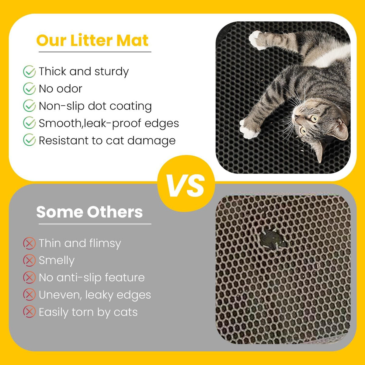 Cat Litter Mat, EVA Honeycomb Double Layer, Waterproof