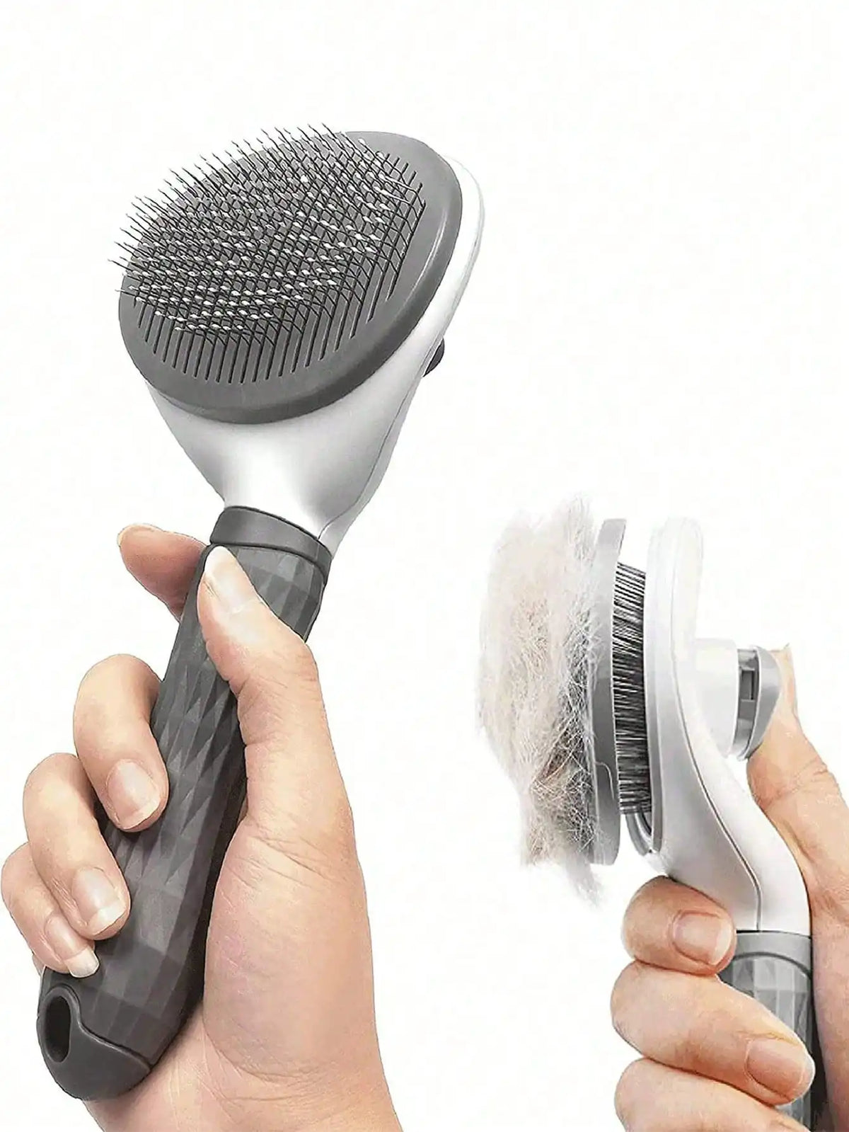 1Pc Dog Brush, Cat Brush, Flea Comb, Automatic Cleaning Brush, Pet Grooming Brush, Pet Massage Brush, Shedding Grooming Brush