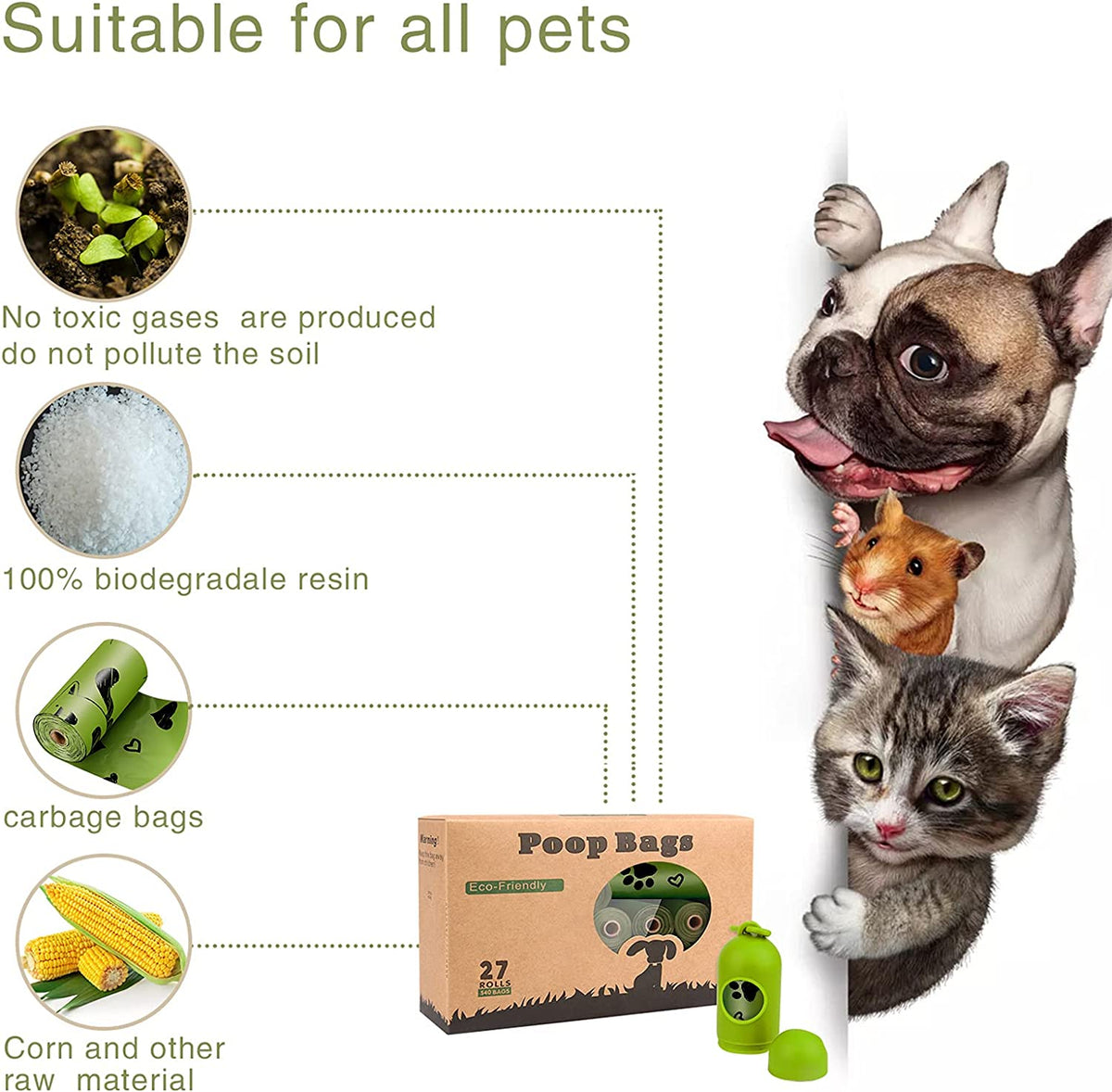 Dog Poop Bags 280 Counts, Extra Thick Leak-Proof, Scented