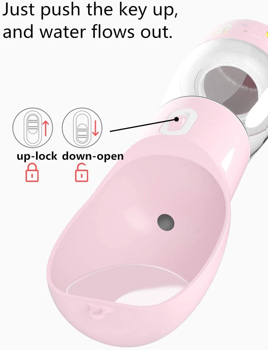 Portable Dog Water Bottle, Leak Proof W/ Bowl & Food Container