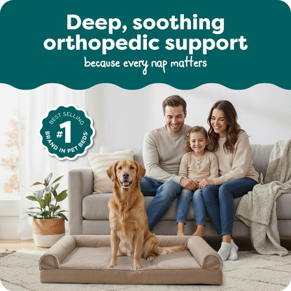 Orthopedic Dog Bed for Large Dogs, Removable Bolsters
