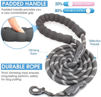 Dog Leash W/ Padded Handle & Reflective Threads