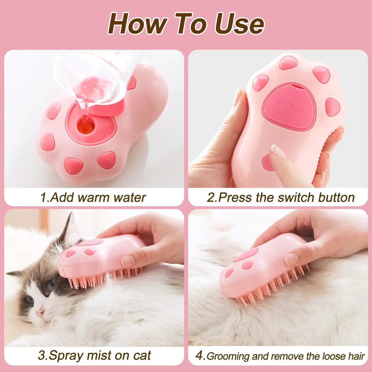 3-In-1 Electric Steam Grooming Brush