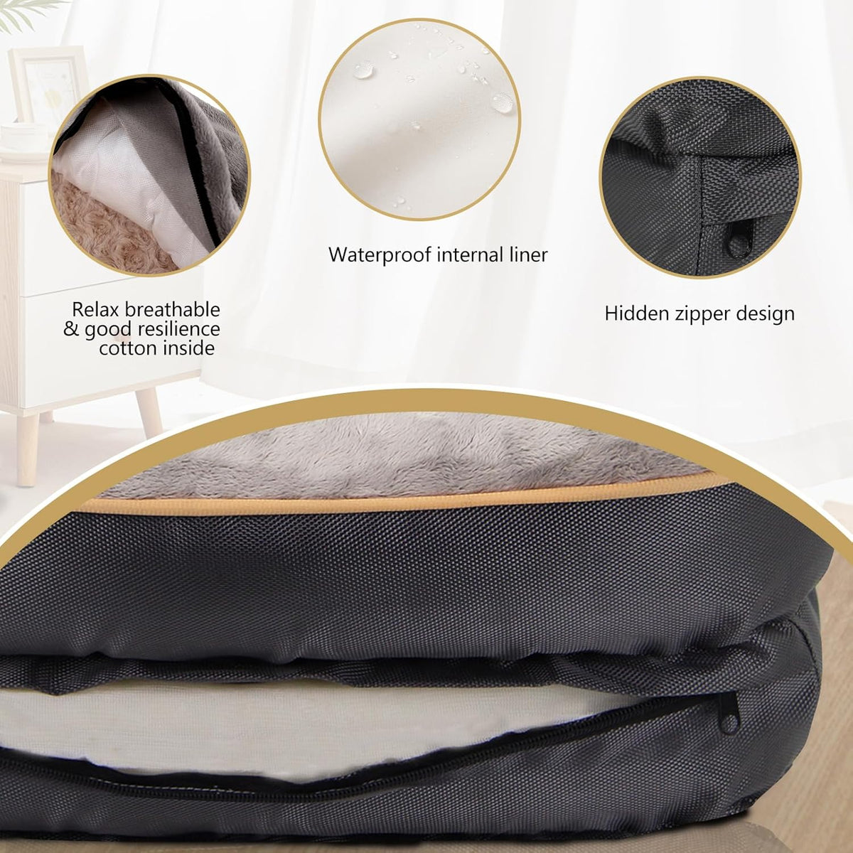 Large Memory Foam Dog Bed, Orthopedic W/ Squeaker Toy