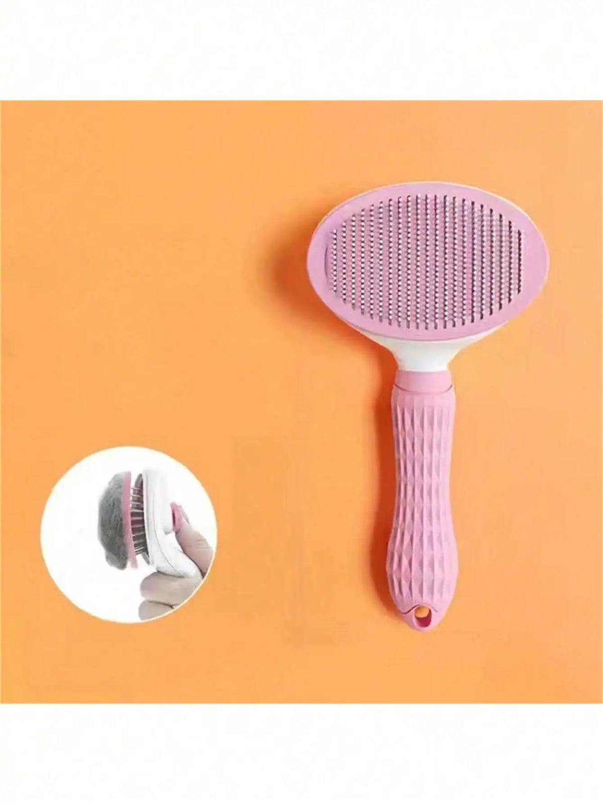 1Pc Dog Brush, Cat Brush, Flea Comb, Automatic Cleaning Brush, Pet Grooming Brush, Pet Massage Brush, Shedding Grooming Brush