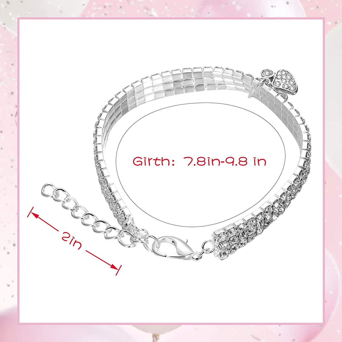 3-Piece Bling Rhinestone Pet Collars, Glitter Adjustable