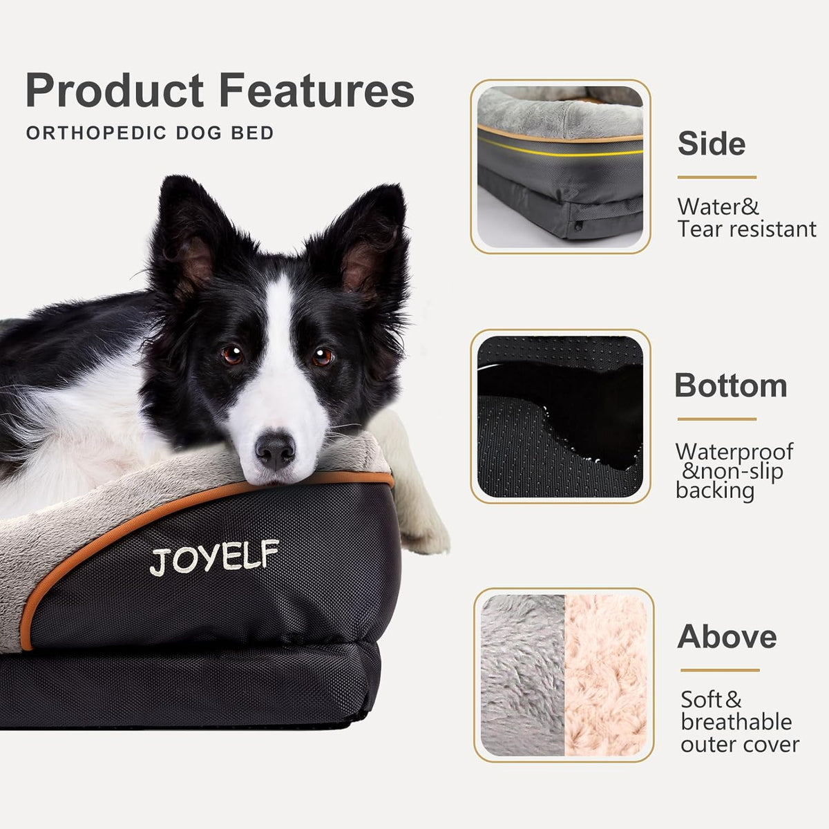 Large Memory Foam Dog Bed, Orthopedic W/ Squeaker Toy
