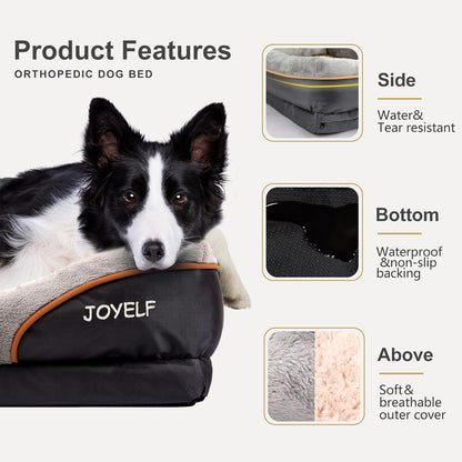 Large Memory Foam Dog Bed, Orthopedic W/ Squeaker Toy