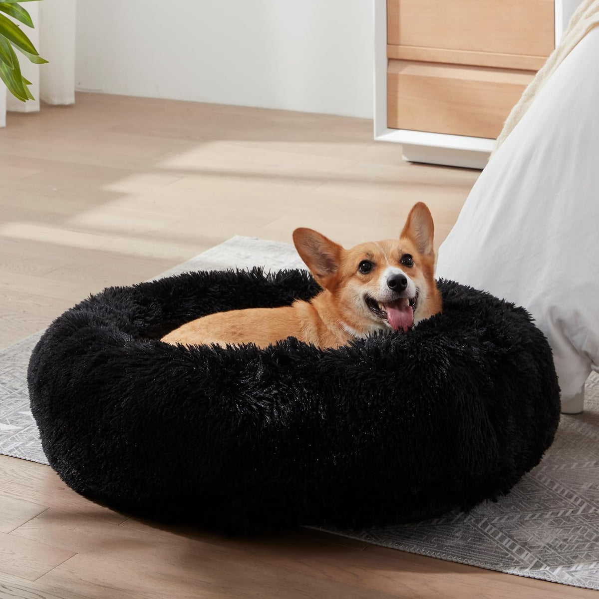 Calming Dog & Cat Bed, Anti-Anxiety Donut Cuddler Plush