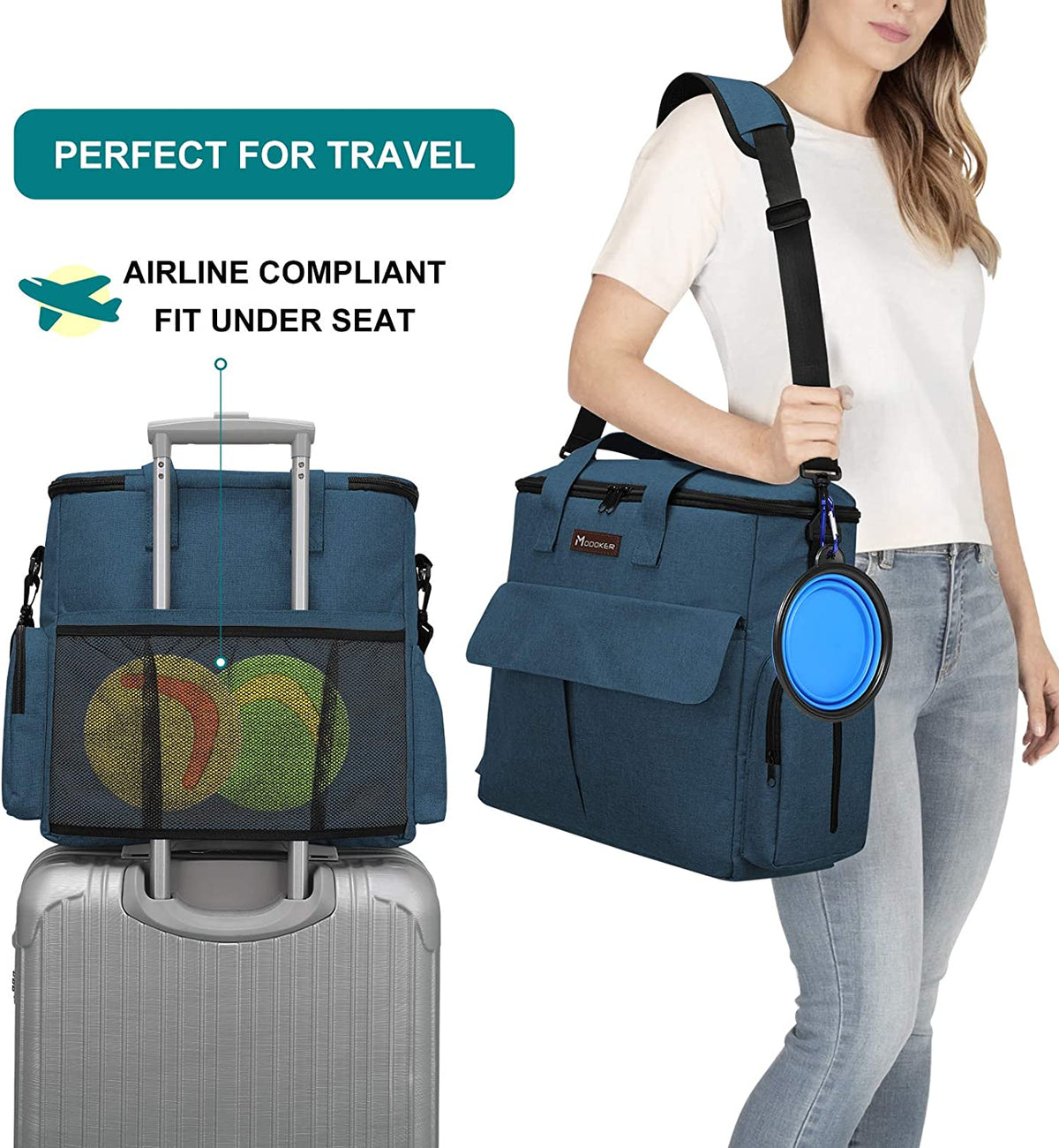 Dog & Cat Travel Bag, Airline Approved Tote W/ Bowls