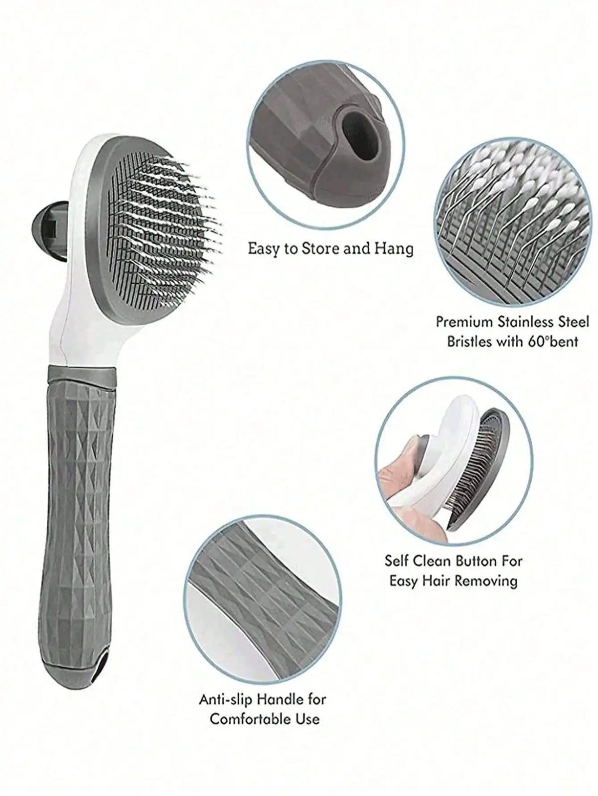 1Pc Dog Brush, Cat Brush, Flea Comb, Automatic Cleaning Brush, Pet Grooming Brush, Pet Massage Brush, Shedding Grooming Brush